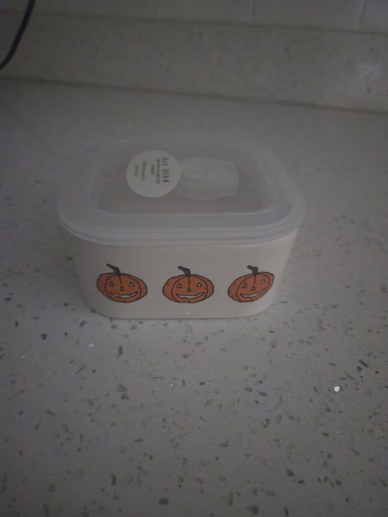Rae Dunn Other - Rae Dunn Cream Food Storage Container with Orange Pumpkin Design